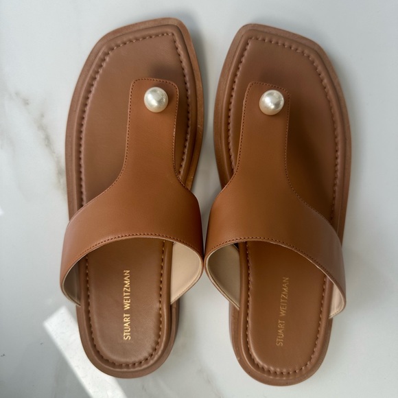 Stuart Weitzman Shoes - Stuart Weitzman Goldie Pearl Leather Sandal